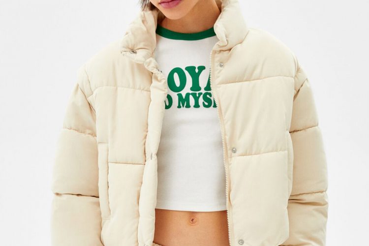 Short Nylon-Effect Puffer Jacket